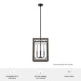 thumbnail image 7 of Hunter - Chevron 4-light Rustic Iron, Medium Size Pendant Light, Dimmable, Rectangle Shaped, for Bedrooms, Kitchens, Dining, Living Rooms - 19371, 7 of 7