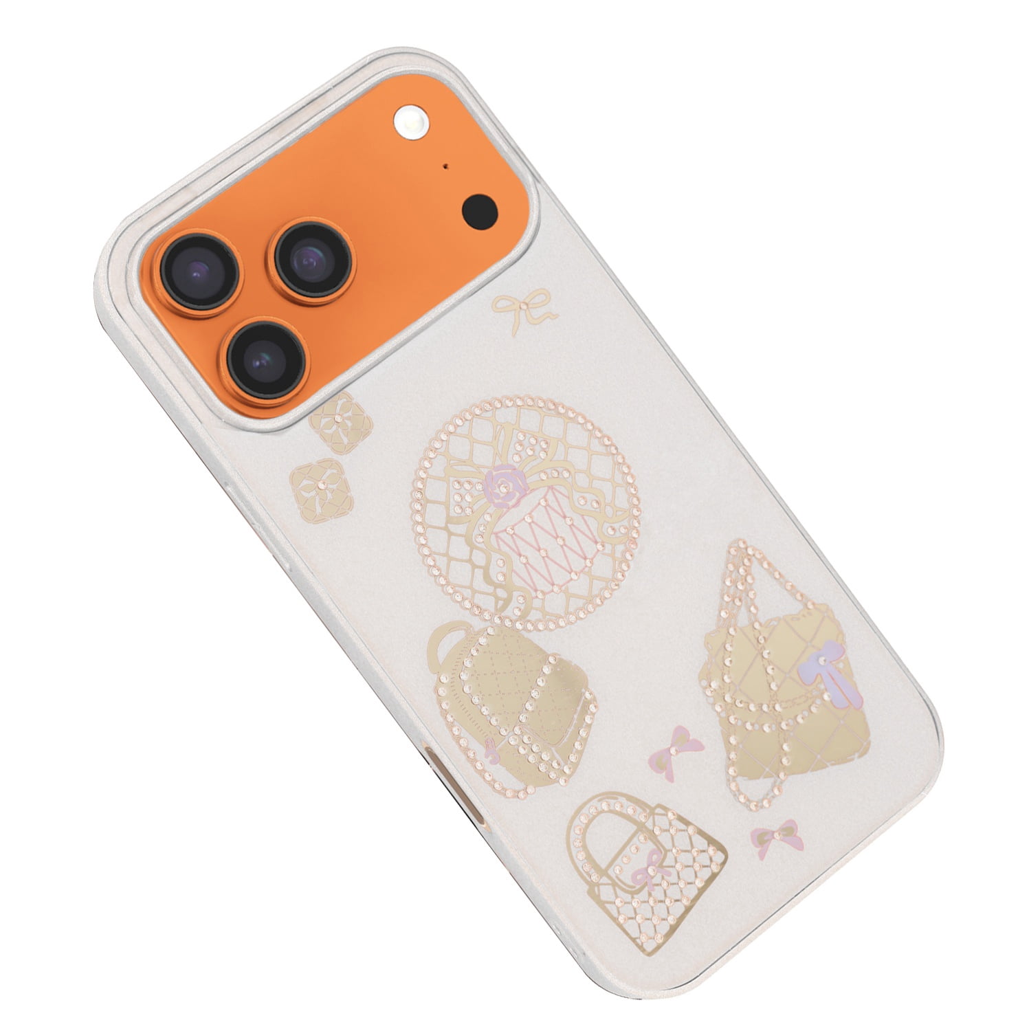 Fashion Bag Design Crystal Glitter Cover for iPhone 17 Pro Max - White