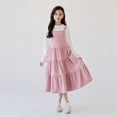 thumbnail image 3 of Coerni Girls Corduroy Elegant Dress Teen A Line Long Sleeve Vintage Princess Dress Spring Casual Solid Color Clothes Party Outfit, 3 of 4