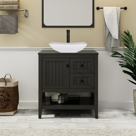 Eclife 30" Freestanding Bathroom Vanity Set with Vessel Sink, Faucet and Drain