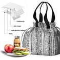 thumbnail image 4 of Boho Bohemia Geometric Line Art Drawstring Lunch Bag Women - Drawstring Lunch Bag Insulated for Work Office - Stain-Resistant Large Lunchbags for Women with Multi-Pockets, 4 of 6