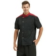 thumbnail image 4 of Toptie 2 Pack Unisex Short Sleeve Chef Coat Jacket, Black Snap, 4 of 6