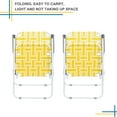 thumbnail image 6 of Folding Beach Chair Set of 2, Outdoor Beach Chair with Armrest, 2-Piece Steel Tube PP Webbing Bearing 120kg Patio Portable Camping Chair Webbed Chair for Garden Patio for Adults, Yellow & White Strip, 6 of 7