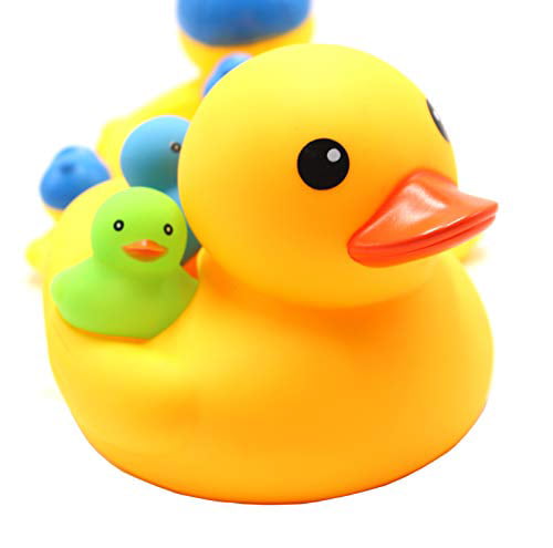 Colorful Floating and Squeaking Shower Toys Baby Kid Tub Rubber Duck Bath Toys Totally 8 Pack SPADORIVE Yellow Duck 2 Families Bath Set 