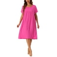 thumbnail image 2 of INSPIRE CHIC Women's Nightgowns Cotton Sleepwear Loose Sleep Shirt Short Sleeve Nightshirt Cozy Sleepshirt S Rose Red, 2 of 6