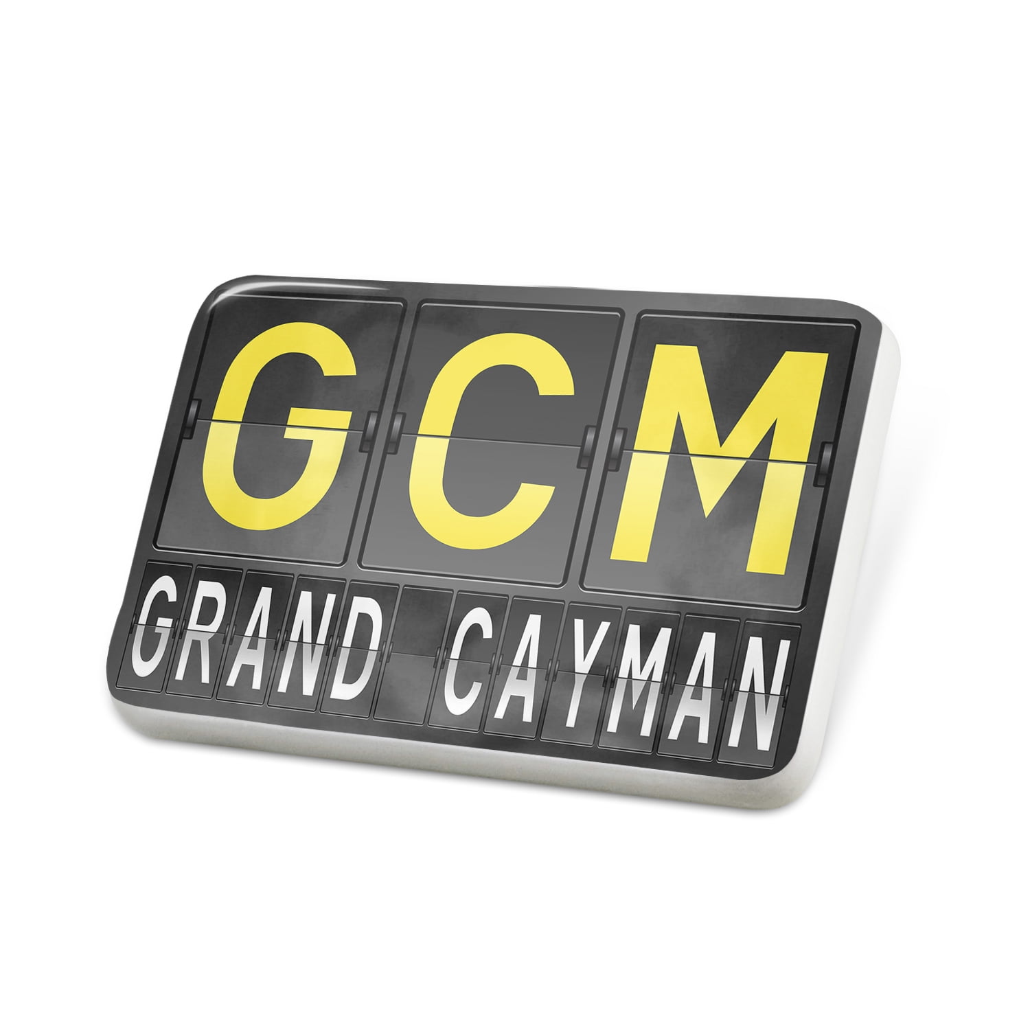 Porcelein Pin GCM Airport Code for Grand Cayman Lapel Badge NEONBLOND