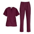 thumbnail image 2 of Strictly Scrubs Women’s Scrub Set – Includes V-Neck Top and Elastic Pant (X-Large Petite, Wine), 2 of 7