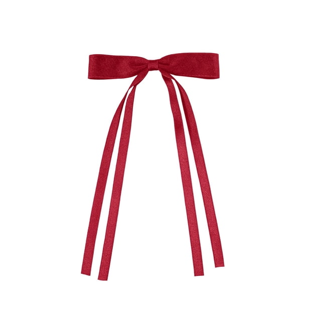 Hearth & Gear 2PC Hair Clips For Women Tassel Ribbon Bowknot Hair Clips With Long Tail Women Hair Clip For Girl Solid Hair Clips Long Hair Accessories Barrettes Hair Clips With Bow Hair Clips Medium