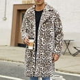 thumbnail image 5 of ZQUUVOU Men's Leopard Faux Fur Coat Winter Warm Long Length Outerwear Coat Jacket Thicken Cardigan Coat Fluffy Lapel Jackets Khaki A, 5 of 9