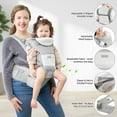 thumbnail image 5 of MOONORAH Baby Carrier with Hip Seat, Ergonomic M Position 6 in 1 Baby Wraps Carrier Adjustable Holder Newborn to Toddler with Head Support and Breathable Mesh Gray, 5 of 11