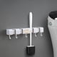 thumbnail image 3 of Soporte de escoba blanco, soporte de trapeador, organizador de pared montado, estante resistente, cocina, lavandería, sala de jardín, almacenamiento de escobas, 3 of 7