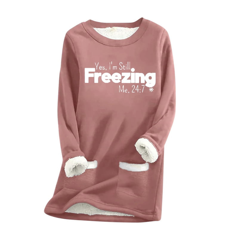 Women Winter Warm Sherpa Lined Fleece Sweatshirt Crewneck Long-222974