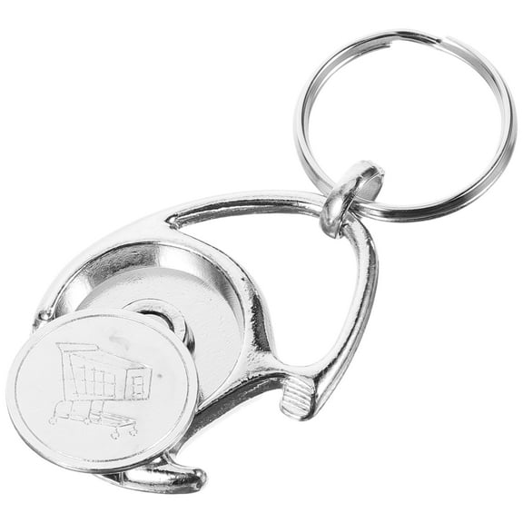 unbranded  Trolley Tokens Keychain Holder Accessory Wheel Shopping Silver