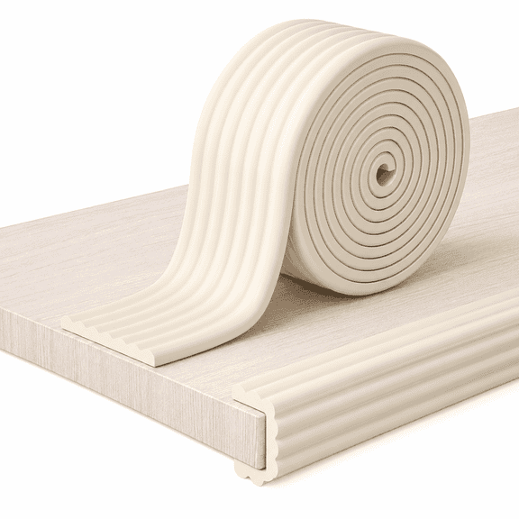 Edge Protector Strip, 16.5 ft W-Shaped Foam Corner Protector for Baby Proofing, Self-Adhesive Furniture Edge Guard, Table Fireplace Bumper Pad, Cream White