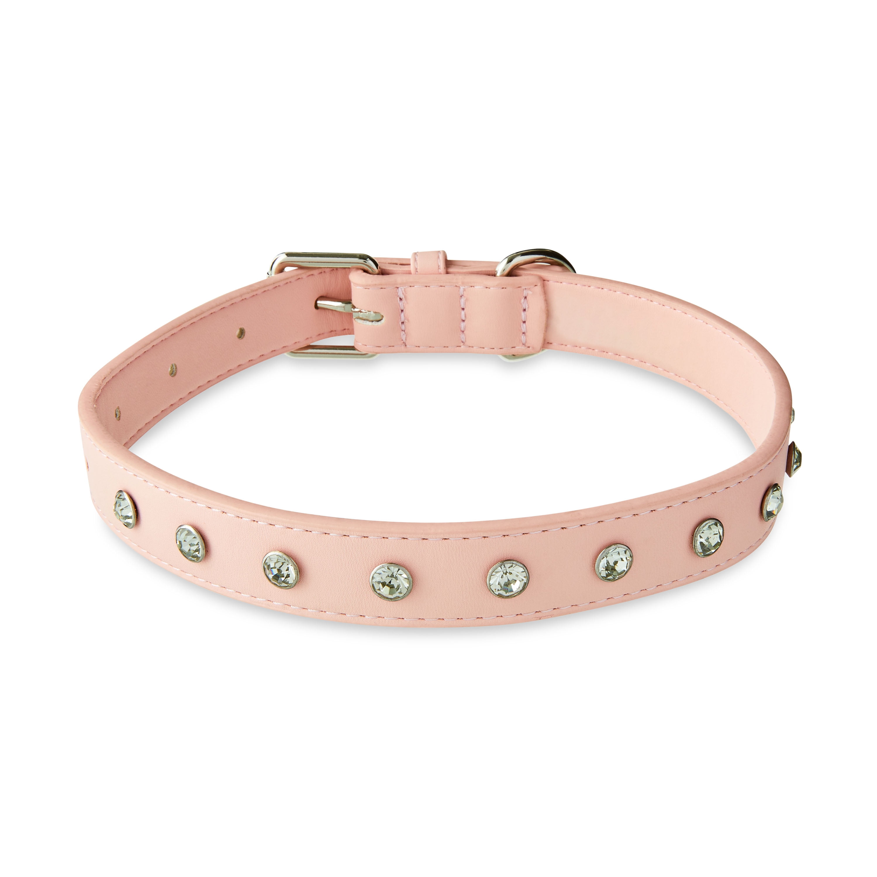 Vibrant Life Rhinestone Studded Adjustable Dog Collar, Pink, Large