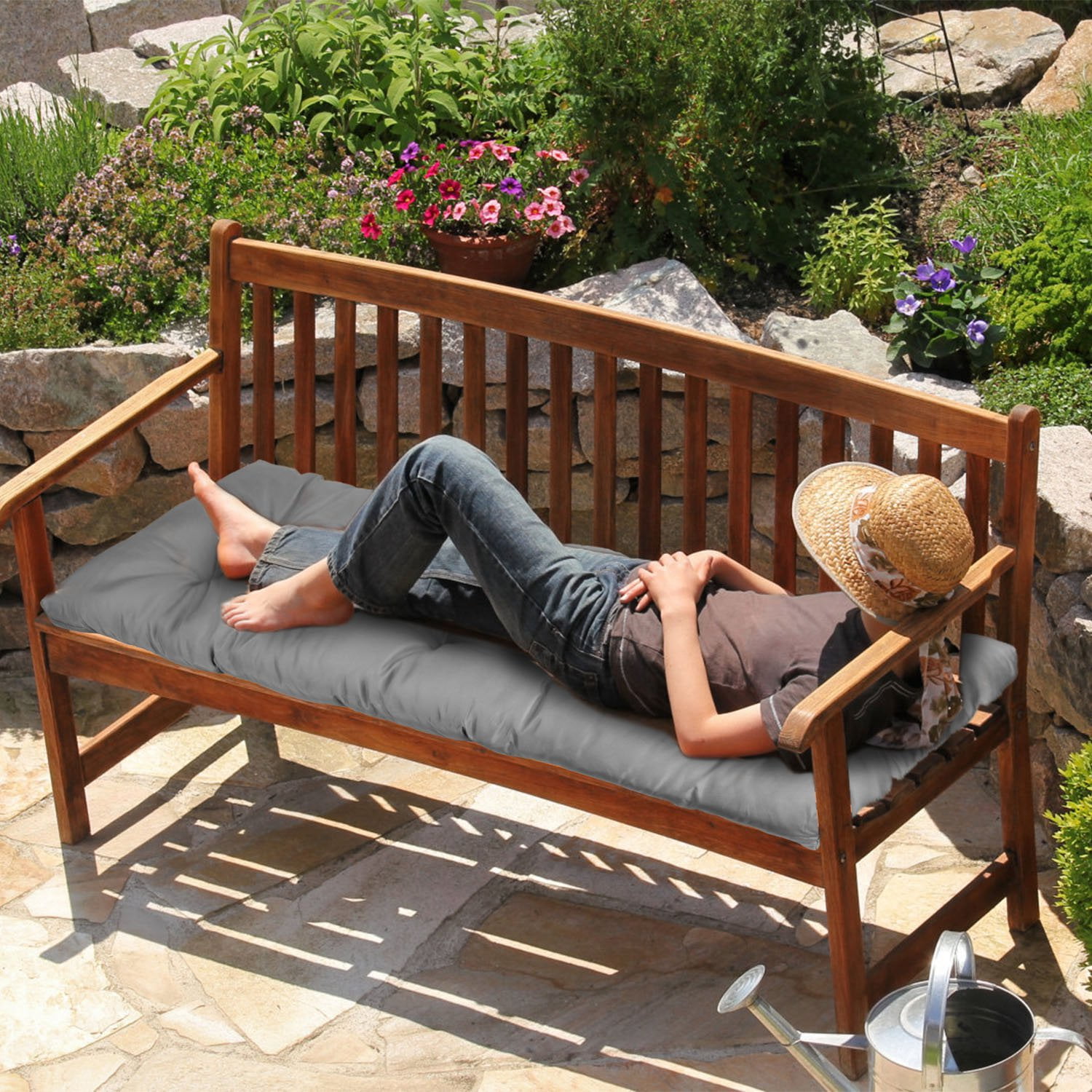 Moclever Outdoor Bench Cushion, 51x20″ Furniture Non Slip Waterproof Bench Seat Cushion for Garden Patio, Light Grey