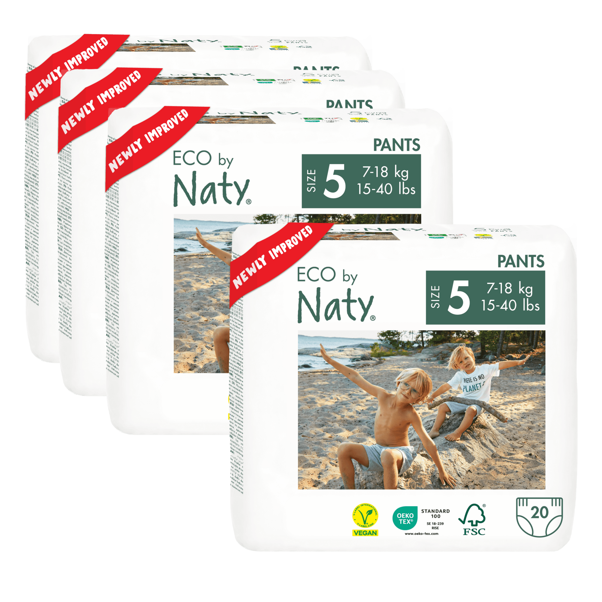 Eco by Naty Pull on Pants, Size 5, 80 Pants, Disposable Baby Diapers/Pull Ups