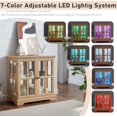 thumbnail image 6 of LED Accent Curio Cabinet with 7 Color Lights for Collectibles, 32" H Storage Cabinet with Tempered Glass Doors, Sideboard Buffet Case with Smartphone-Controlled Lights (Oak), 6 of 9