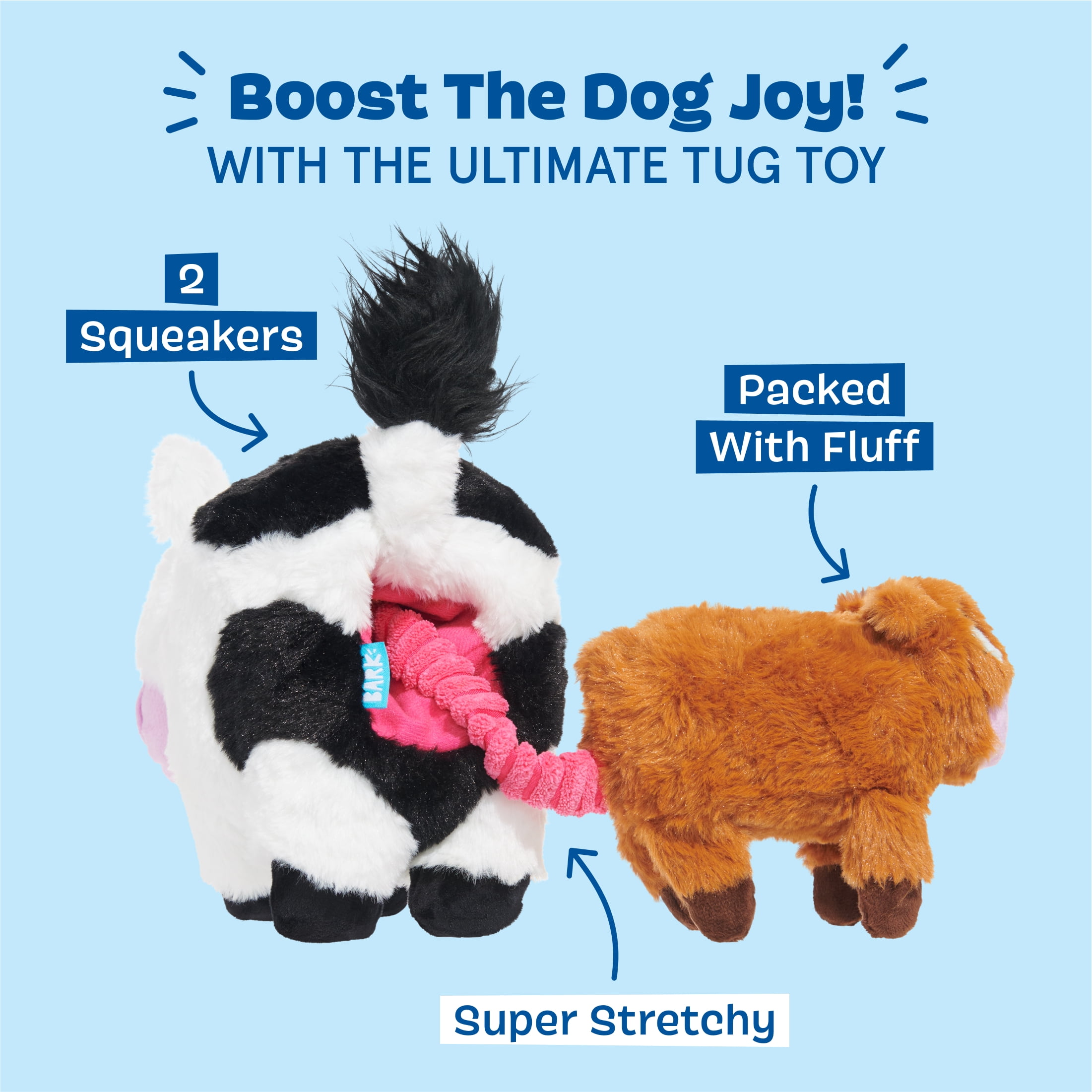 BARK Birthing Cow Calf Farm Plush Dog Toy All Sizes