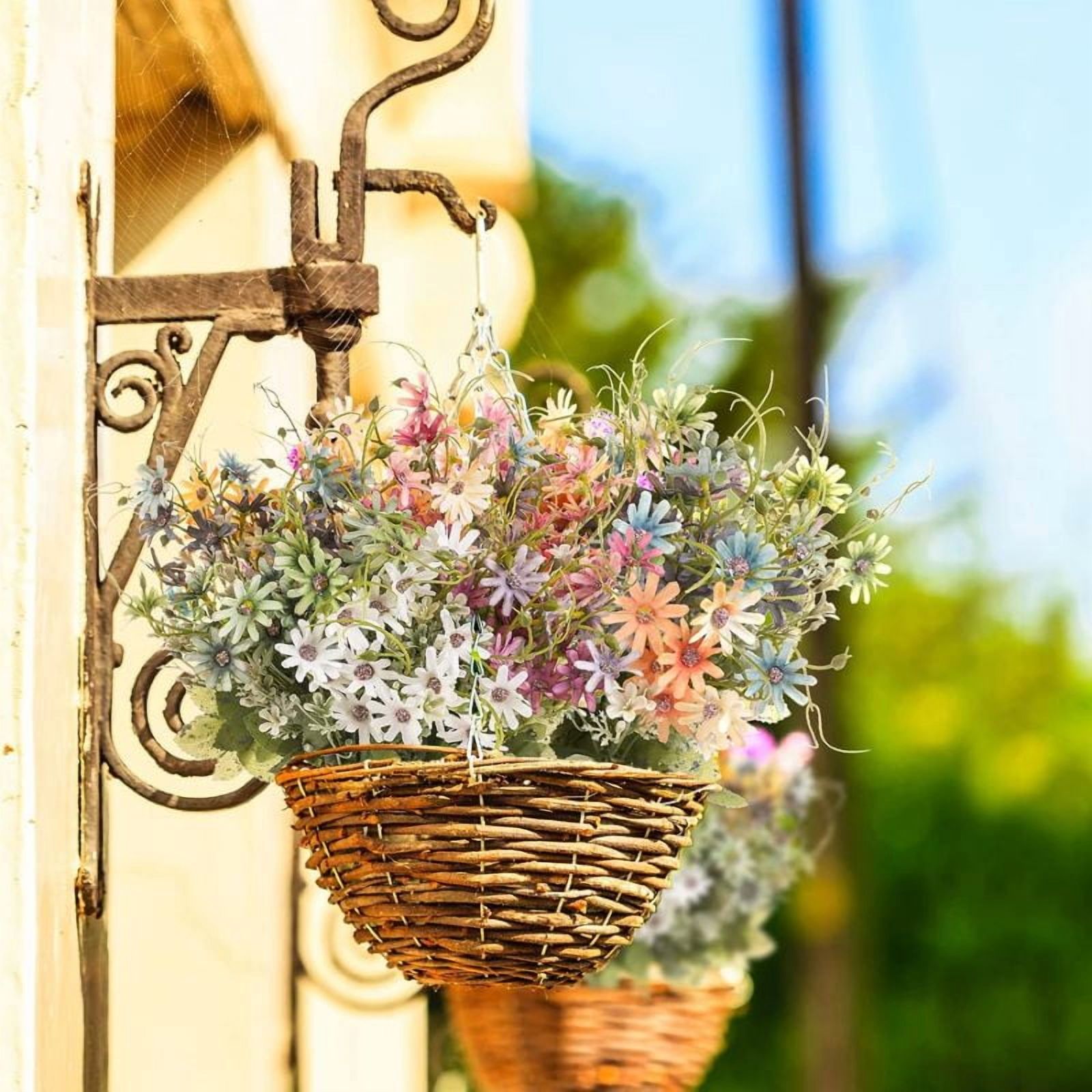 Morttic 12PCS Artificial Wildflowers Daisy Bundles Fake Silk Flowers Greenery Plastic Faux Plants UV Resistant Cemetery Floral for Grave Vase Arrangements Outdoor Decor (Purple)