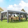thumbnail image 2 of Outsunny 10'x20' Pop Up Canopy Tent with 6 Removable Mesh Sidewalls Gray, 2 of 10