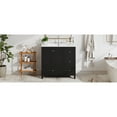 thumbnail image 6 of 36'' Modern Bathroom Vanity with USB Charging, Two Doors and Three Drawers Bathroom Storage Vanity Cabinet, Small Bathroom Vanity Cabinet with Single Sink , Black - Faucets Not Included, 6 of 29
