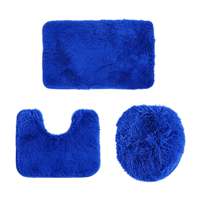 Bathroom Rug Mat Set, 3-Piece Solid Color Soft Absorbent Shower Floor Mat with U-Shaped Contour and Toilet Seat Cover, Machine Washable Non-Slip Bath Rug