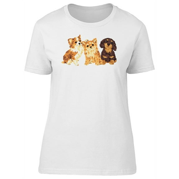 Three Happy Puppies T-Shirt Women -Image by Shutterstock, Female Large