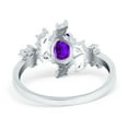 thumbnail image 3 of Oval Marquise Simulated Amethyst CZ Wedding Ring 925 Sterling Silver Size 5, 3 of 6