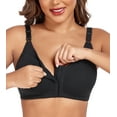 thumbnail image 3 of Exerin Women's Front Closure Bras Wireless Comfort Unlined Full Coverage Cotton Bra(38D,Black), 3 of 6