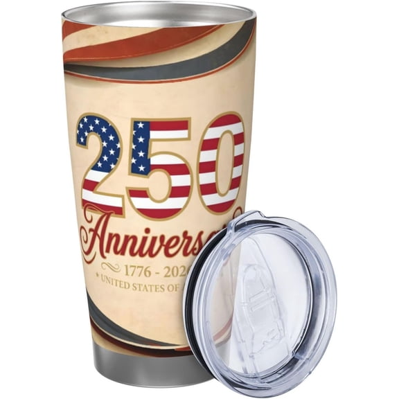 250th Anniversary Tumbler 250 Years Us 1776-2026 Anniversary 20 Oz Stainless Steel Insulated Tumblers With Lid Straw Novelty Graphic Travel Cup