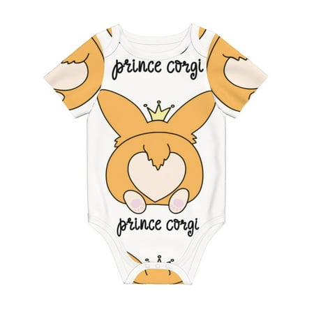 

Matuu Prince Corgi Dog for Baby Short-Sleeve Bodysuit Soft Cotton Comfortable and Breathable Perfect for Newborns and Infants