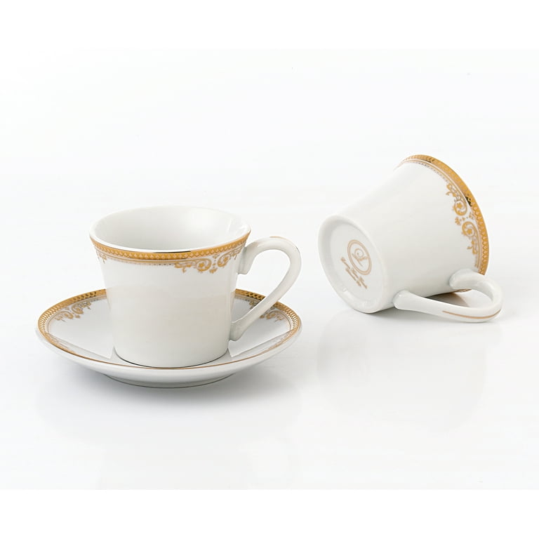 Porcelain Espresso Cups with Saucers and Spoons Set of 6, DeeCoo 2.5 oz  Coffee Cup and Saucer Set, S…See more Porcelain Espresso Cups with Saucers  and