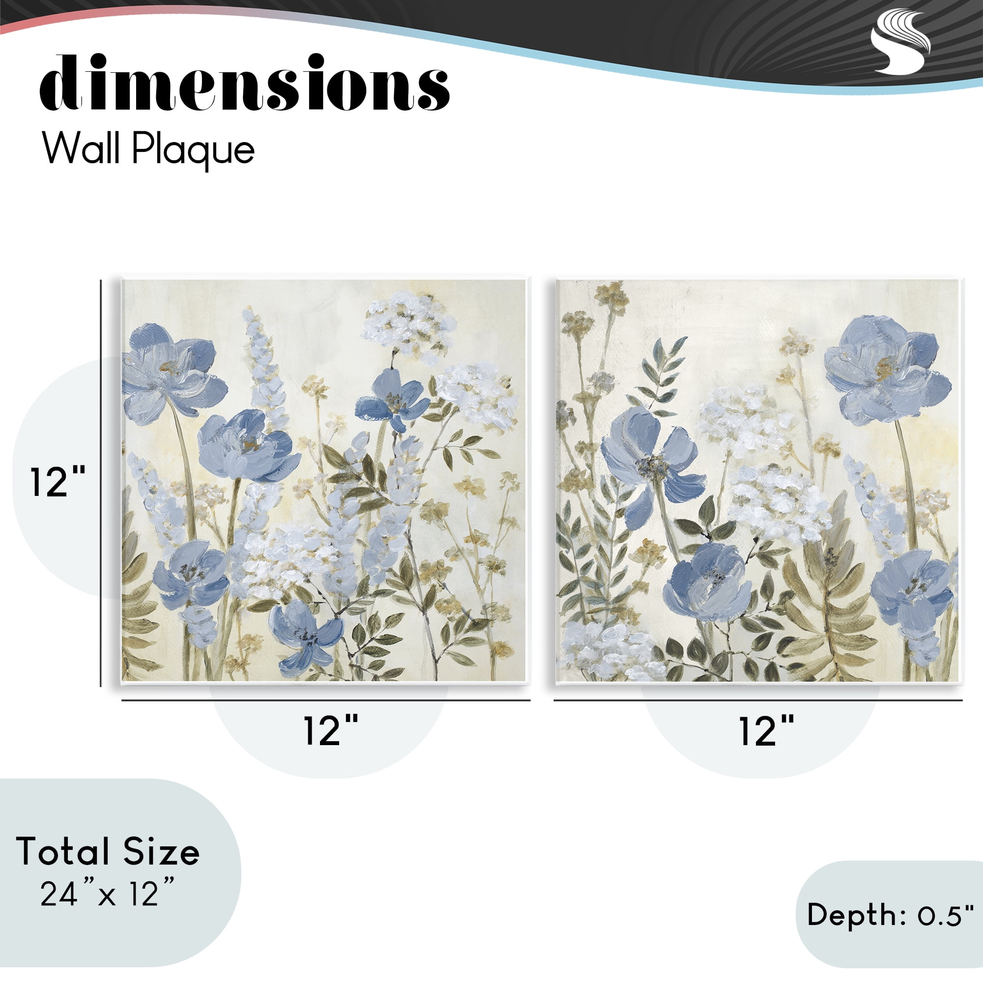 Stupell Industries Blue Peaceful Garden 2 Piece Wall Plaque Art Set, design by Lanie Loreth