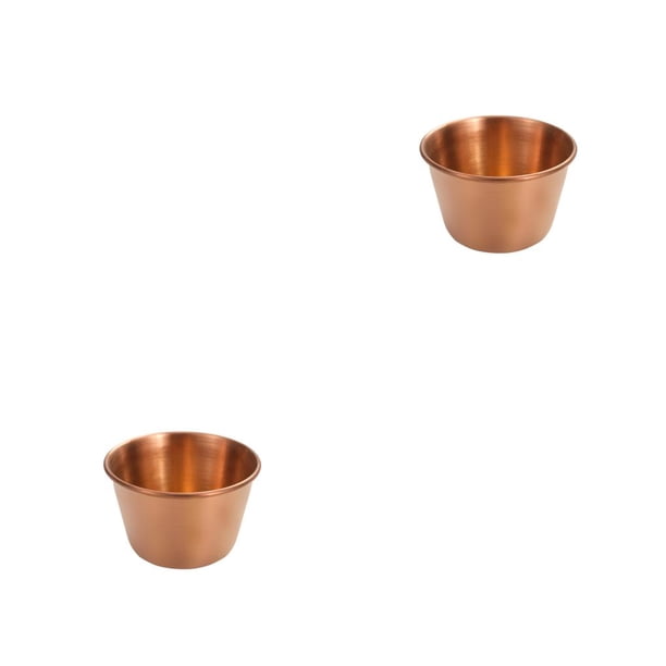Cateissary Taza de salsa para mojar, vajilla apilable, 4oz, porción de condimento, contenedor de bebida, reutilizable, restaurante, cafetería, Oro rosa pequeño 2Conjunto