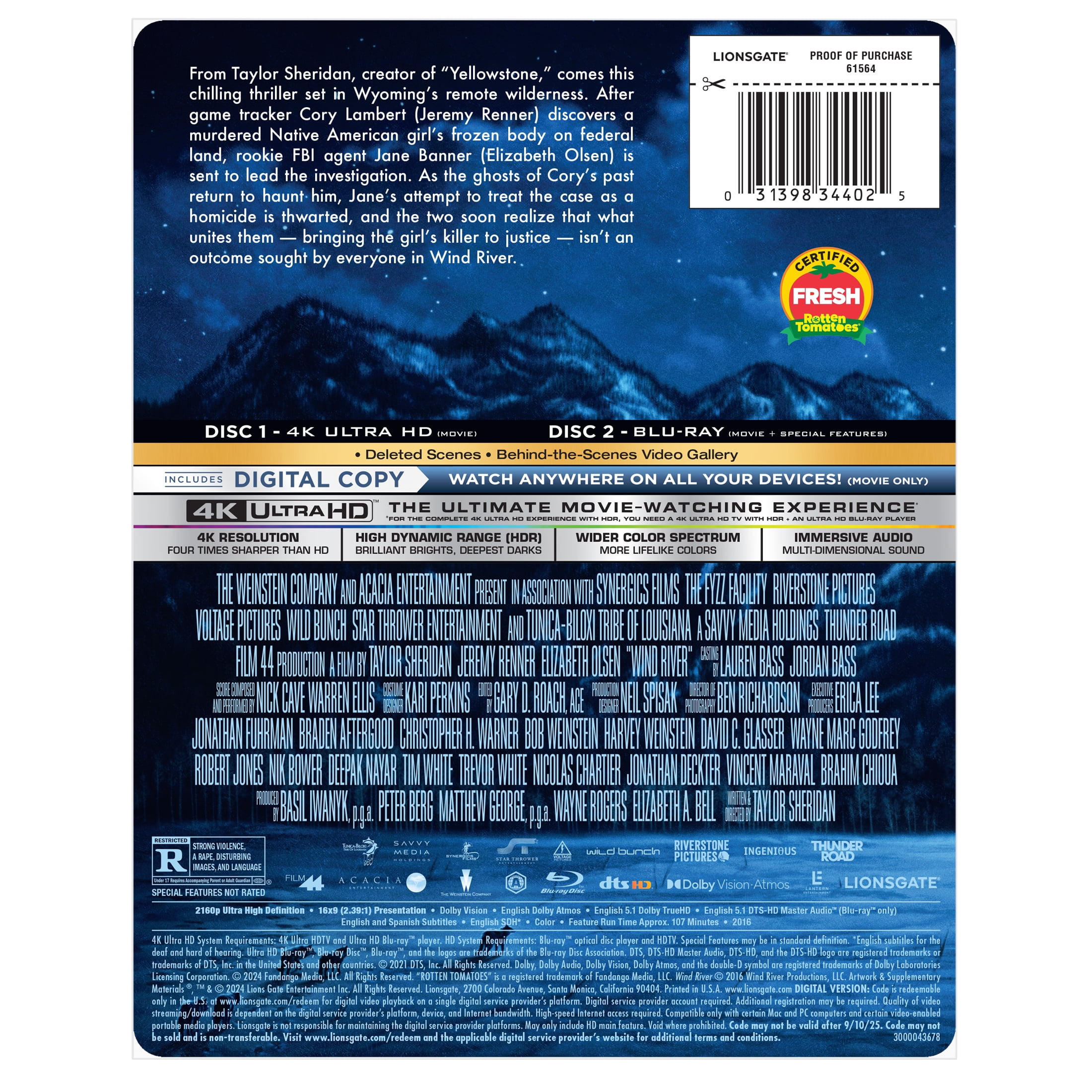 日本全国送料無料商品人気ランキング Wind River Blu-ray + UHD (4K Exclusive) (Walmart (Steelbook) 洋画・外国映画
