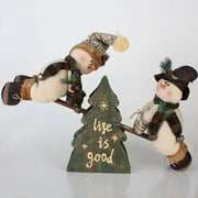 Modern Lodge Snowman Seesaw Teeter Totter Christmas Table Top Decoration 17"