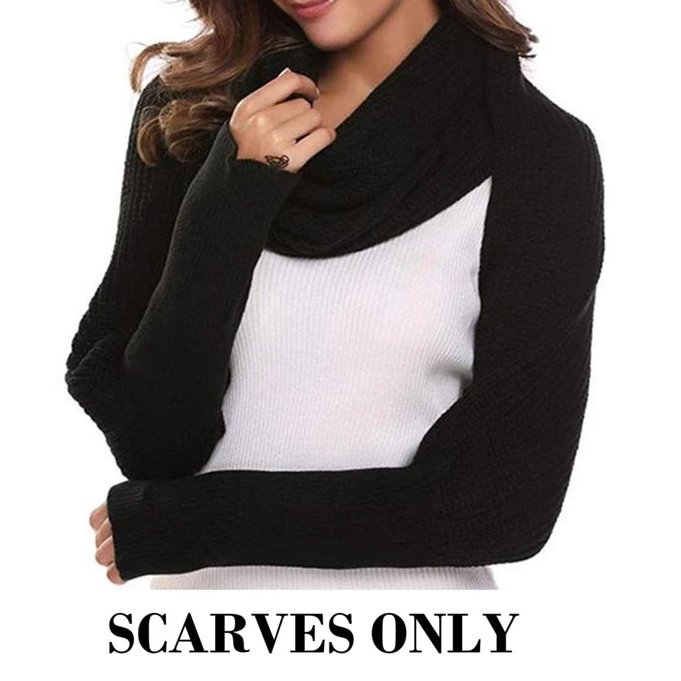 Unisex Women Knitted Scarf With Sleeves 