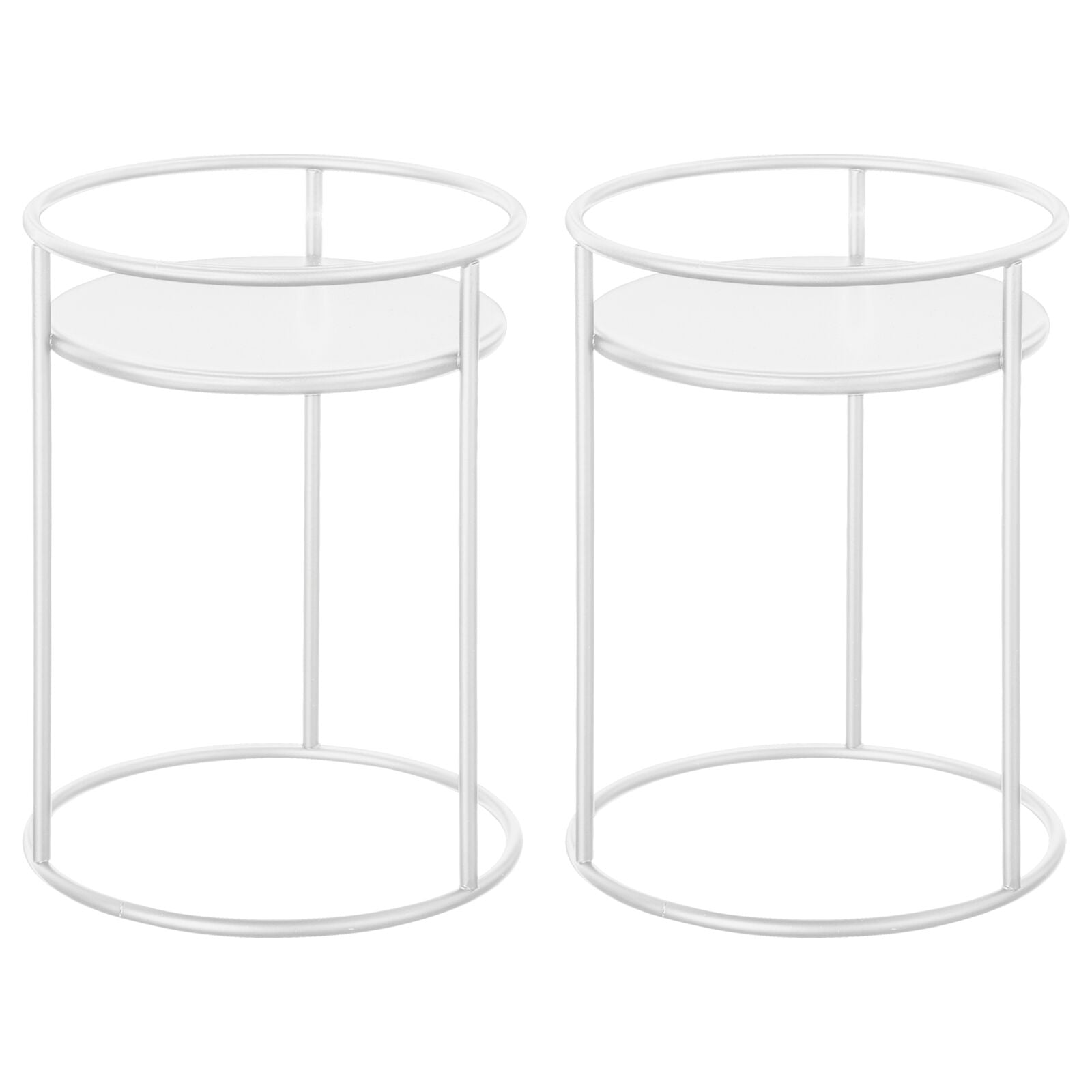 mDesign Metal 9Inch Tall Circular Plant Stand, Planter Holder Contemporary Design Round Tray