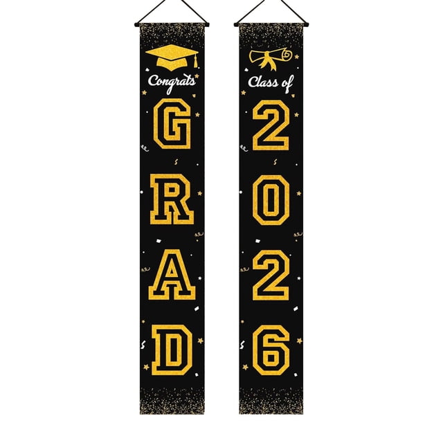 Graduation Decorations 2026 Porch Banner, Congrats Grad Class of 2026 Banner, 2026 Graduation Decorations for Door and Porch Class of 2026 Party Supplies