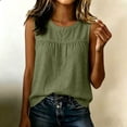 thumbnail image 3 of BUIGTTKLOP Womens Cotton Linen Tank Tops for Women Summer Sleeveless Shirts Round Neck Loose Fitted Blouses Top Tees, 3 of 7