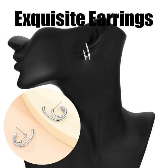 HomeKingdee Silver-Plated Alloy Hoop Semi-Circle Ladies Earrings - Occident Fashion Jewelry for Various Occasions