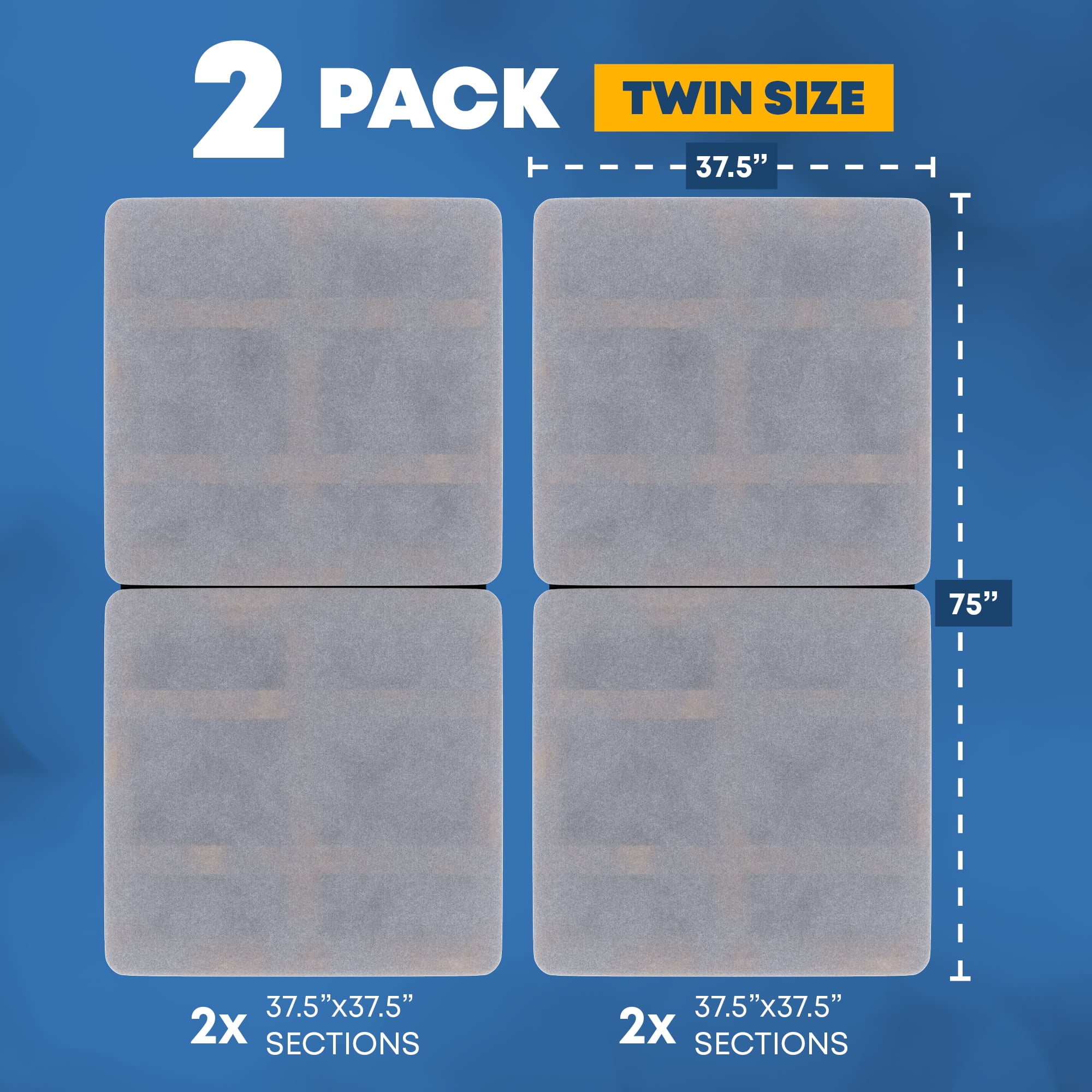 Continental Sleep, 38MM  Wood Bunkie Board for Twin Size Bed - Under Mattress Support Board, Fully Assembled, Fabric Ventilation Cover - Replaces Wooden Slats or Box Spring for Bed Frames(Set Of 2)
