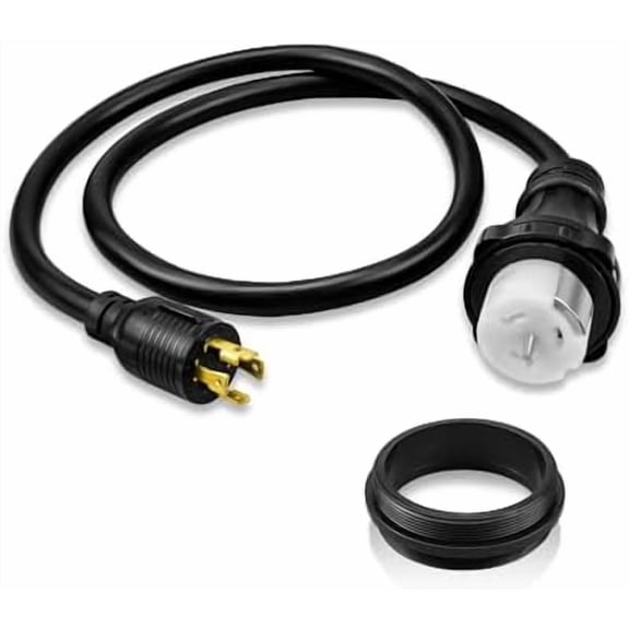 5FT NEMA L14-30P to 50A SS2-50R with Locking Ring, 120V/240 30A 4 Prong Male to 4 Prong Twist Lock Receptacle, Power Cord Adapter for RV Marine Boat Camper Generator