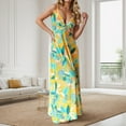 thumbnail image 2 of Youmylove Womens Summer Maxi Dress V Neck Floral Adjustable Spaghetti Strap Beach Dresses Fashion Elegant Flowy A-Line Long Dress Beach Vacation Sundress, 2 of 5