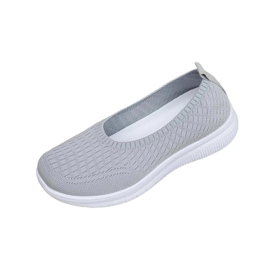 Viluyesy Womens Slip On Comfort Shoes, Lightweight Breathable Soft Sole Casual Fashion Walking Sneakers Gray