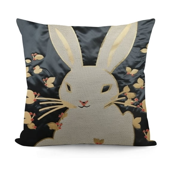 Rabbit Head Sequin Pillow - Glamour Pillow with Rabbit Head Filling - Reversible Pillow with White and Gold Sequins - A Retro Design Sequin Pillow of Velvety Fabric – Grey