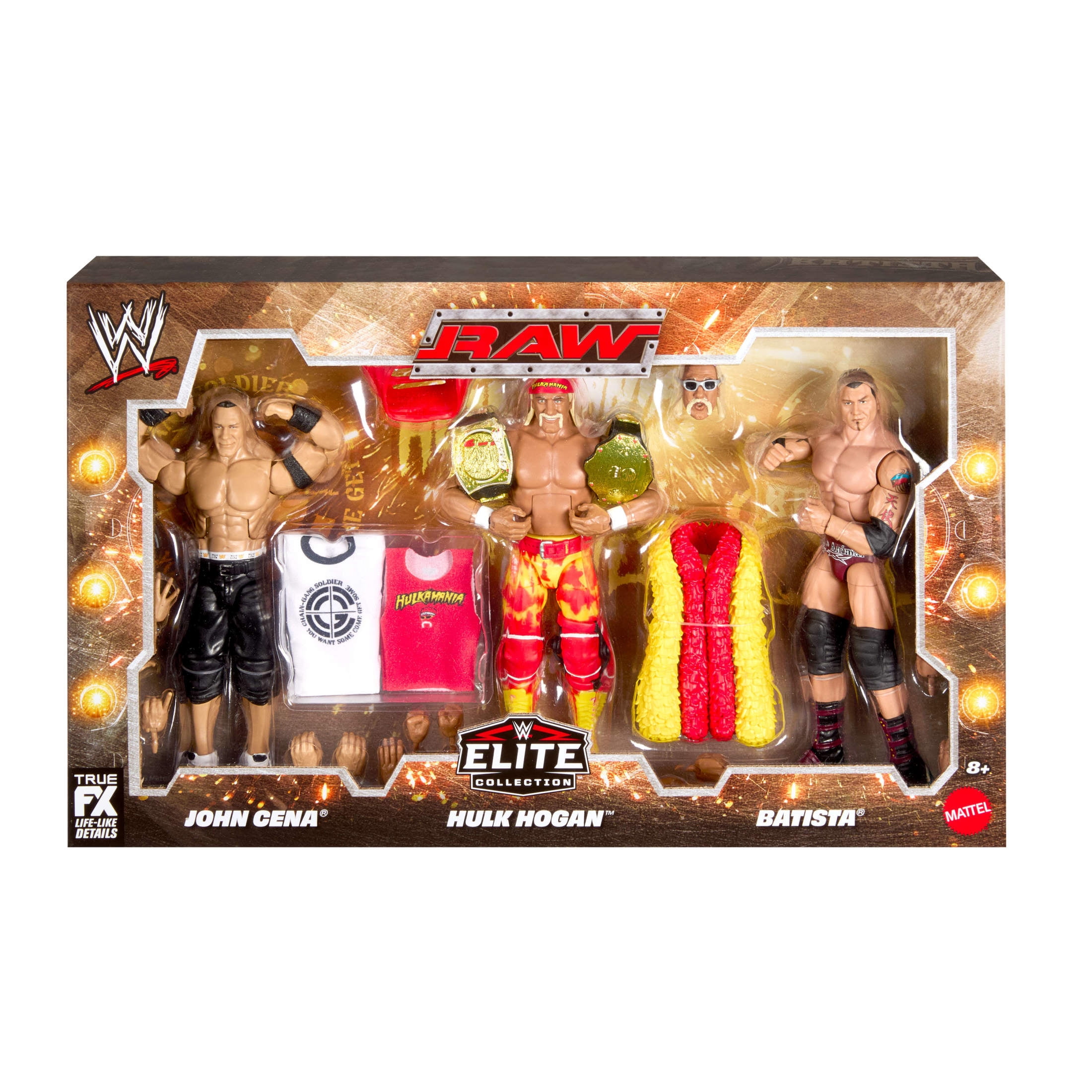 WWE Elite Hulk Hogan John Cena Batista Action Figures, 6-inch Collectible Set with Articulation & Accessories