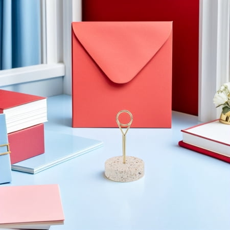 RENACLIPY Metal Business Card Holder Stand with Anti Slip Marble Base for Desktop and Events