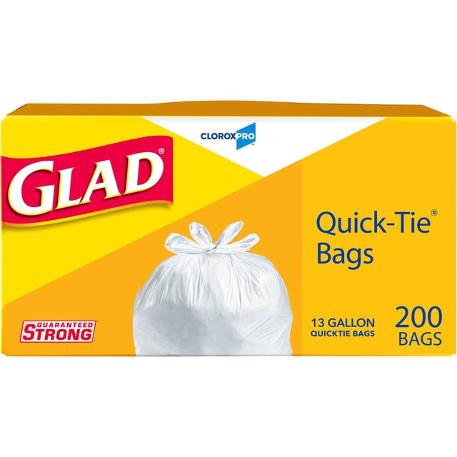 Bolsas de basura Glad CloroxPro Quick-Tie, 13 galones, 200 unidades